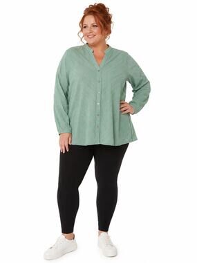 Quizz Woman Stretch Sage Green Tunic Top Business Casual Plus Size 2X